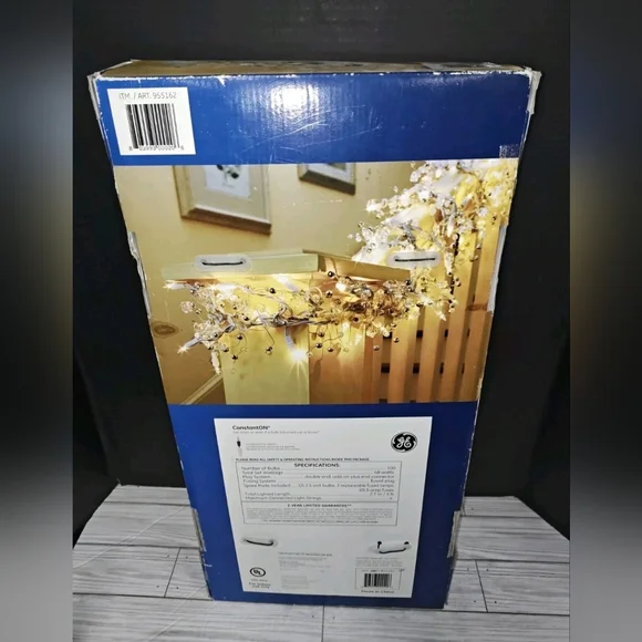 GE ConstantON 100 Clear Lights Glitter Gem Garland 9 FT White Wire Silver Balls